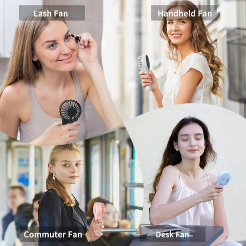 BDXXJ DABAIHQ Mini Portable Fan with Base, Small Handheld Fan with 3 Speeds, USB Rechargable, Battery Operated Personal Fan, Pocket Lash Fan for T...