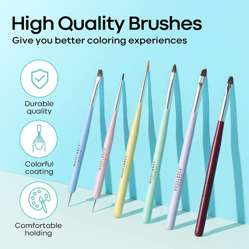 Modelones Nail Art Brush Set, Nail Art Tools with Nail Polish Brush, Nail Extension Gel Brush, Nail Liner Brush, Nail Carved Brush, Nail Dotting P...