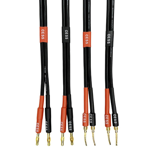 CESS-277-6f Spring Clips Braided-Type Pin Banana Plug to Standard-Type 4mm Banana Plug Speaker Cable, 12 Gauge 680 Strand Count Super Soft Silicon...