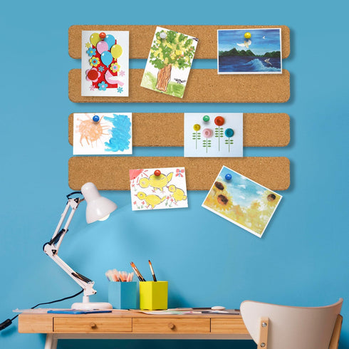 6 Pack Cork Board Strips, Thick Cork Boards for Walls, Cork Board Strips for Walls Self Adhesive with 50 Push Pins for Paste Notes, Photos, Schedu...