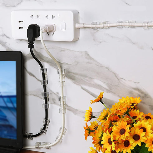 120Pcs Self Adhesive Transparent Cable Clips Wire Holder Sticky Heavy Duty Cable Clips Tidy and Organizer Drop Cord Management for TV PC Laptop Et...