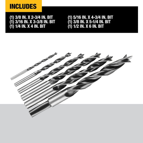 DEWALT Drill Bit Set, Brad Point, 6-Piece (DW1720) , Black...