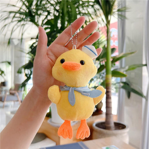 2Pcs White 14cm Duck Plush Keychain,Soft Fully Filled Lovely Cartoon Animal Doll Hanging Ornament,Portable Stuffed Duck Doll Plush Key Backpack Pe...