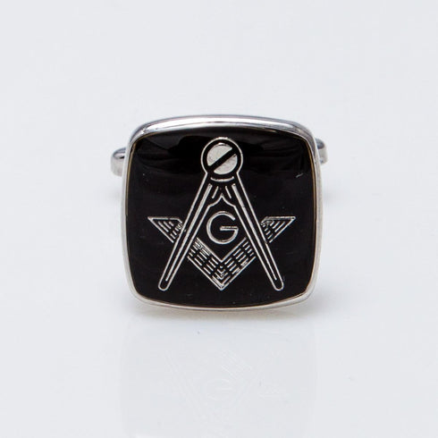 Freemason Masonic Mason Black Square Pair of Cufflinks in a Presentation Gift Box & Polishing Cloth...