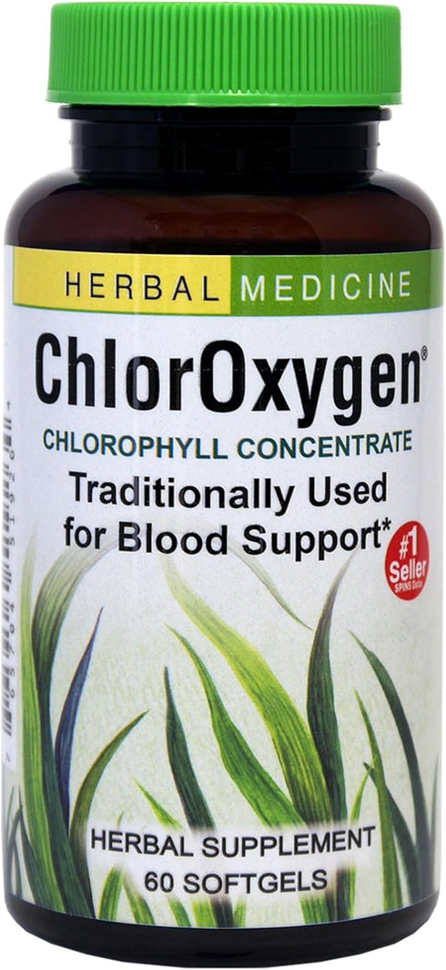 Herbs Etc. ChlorOxygen Chlorophyll Concentrate - Aids Healthy Blood Circulation - High-Altitude Environment Support - Energy Support - 60 Softgels...
