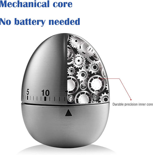 U/S Egg Kitchen Timer Cute Manual,Stainless Steel Metal Mechanical Visual Countdown Cooking Timer with Loud Alarm for Kids Cooking Tools...