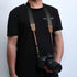 Padwa Lifestyle Black Camera Strap - Double Layer Crazy Horse Cowhide Head,1.5" Wide Pure Cotton Woven Camera Straps,Adjustable Neck Shoulder Stra...