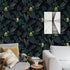 Tropics Plants Floral Peel and Stick Wallpaper, 17.71in X 118.1in Self Adhesive Removable WallPaper Black/Dark Green/Yellow Contact Paper Waterpro...