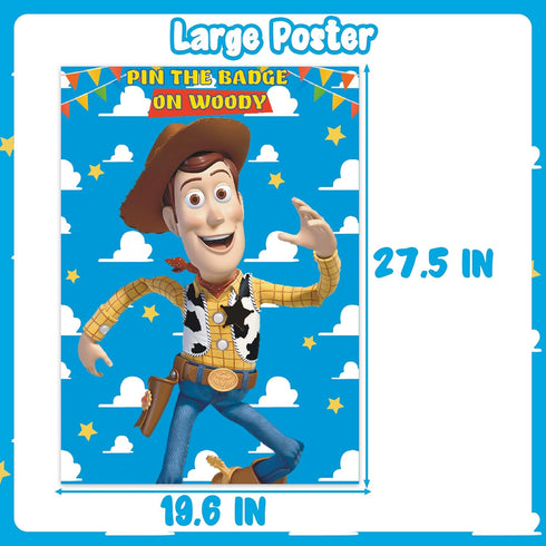 Toy Inspired Story Party Supplies, Toy Inspired Story Birthday Decorations, Pin The Badge on Woody Party Game Large Poster for Toy Inspired Story ...