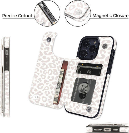 uCOLOR Compatible with iPhone 13 Pro Wallet Case with Card Holder Slots Marble Flip Leather RFID Kickstand Phone Wallet Cover for Women and Girls ...