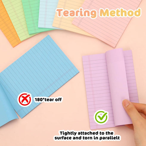 8 Pack Lined Sticky Notes, 8 Colors Self Sticky Notes Pad, Wide Ruled 4X6 Inches Lined Writing Sticky Pads for Office, Home, School, 45 Sheets/pad...