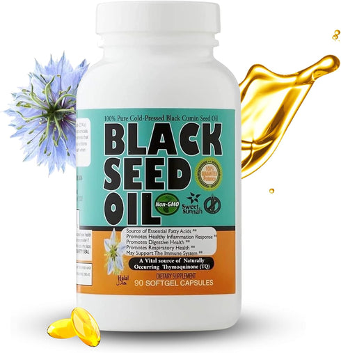 30 days Thymoquinone Pure Turkish Black Seed Oil - Antioxidant non gmo Cold Pressed gel Capsules - Kalonji Cumin Seed Oil softgel - Nigella Sativa...