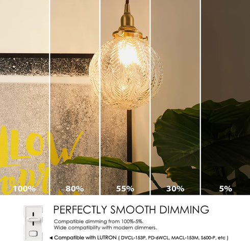 LVWIT G14 LED Globe Filament Bulb E12 Screw Base, Dimmable 60W Equivalent 2700K Warm White Chandelier Edison Light Bulb(6-Pack)...