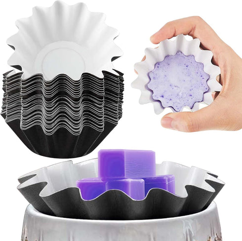 Boao Wax Melt Liners Reusable Wax Warmer Containers Leakproof Cups for Scented Candle, Paper Holders for Electric Pluggable Melter and Burner(Blac...