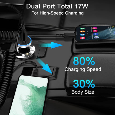 USB C Type C Car Charger Fast Charging for iPhone 15/15 Pro/15 Plus/15 Pro Max, Android Auto USB C Coiled Cable for Samsung Galaxy A05/A05S/A54 5G...