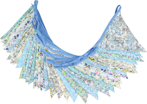 10M/32Ft Triangle Bunting Banner, 36 Pcs Cotton Fabric Flags Pennant Garlands for Birthday Party, Wedding, Baby Shower, Outdoor and Home Decoratio...