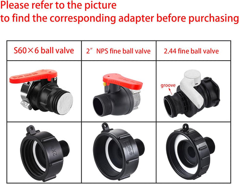 275-330 Gallon IBC Tote Adapter, 2" Fine Thread to 3/4" Male Thread, Food Grade Drain Adapter for Garden Hose Connection...