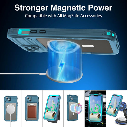 Phone Case Compatible with iPhone 15 Plus,Magnetic Waterproof DropProof DirtProof Snowproof Anti-Scratch Heavy Duty Full Body Protect Built in Scr...