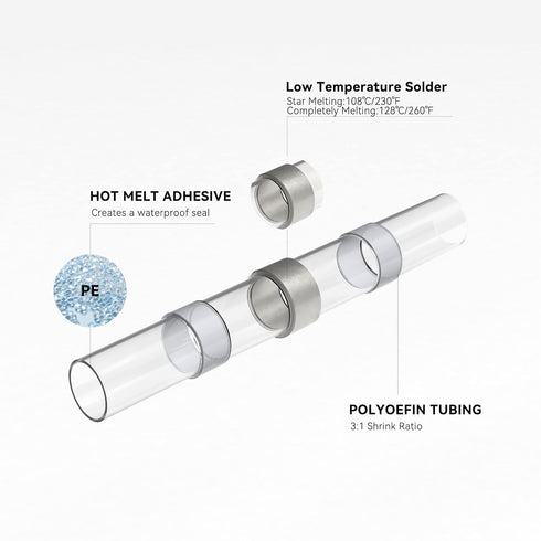 HKS 200 PCS Solder Seal Wire Connectors - White 26-24 AWG - Heat Shrink Solder Butt Connectors - Automotive Marine Boat Crimp - Waterproof and Ins...