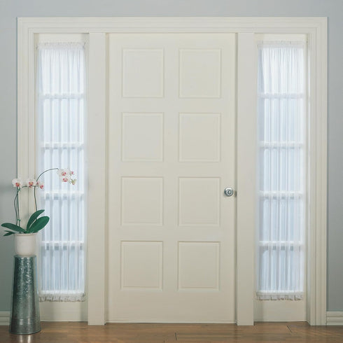 No. 918 Emily Sheer Voile Rod Pocket Door Sidelight Curtain Panel, 28" x 72", White...