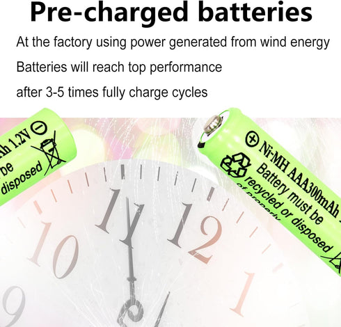 1.2V AAA 300mAh Ni-MH Rechargeable Batteries for Solar Lights,20 Packs...