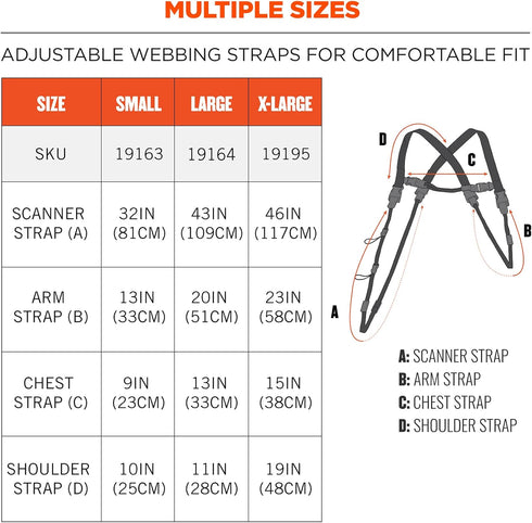 Ergodyne Squids 3132 Barcode Scanner Harness, Tethering Lanyard for Bar Code Scanners and Mobile Computers, Enhanced Visibility,Lime Large...
