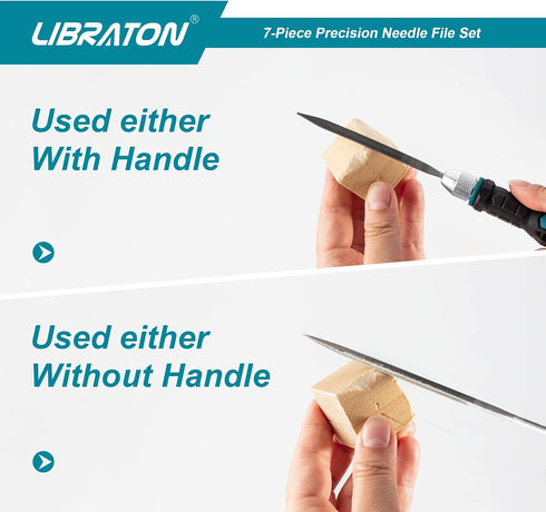 Libraton Needle File Set Interchangeable, Small Files, Mini Files, Wood Files, Metal Files Set, 6PCs Steel Files with Handle for Precision Metal F...