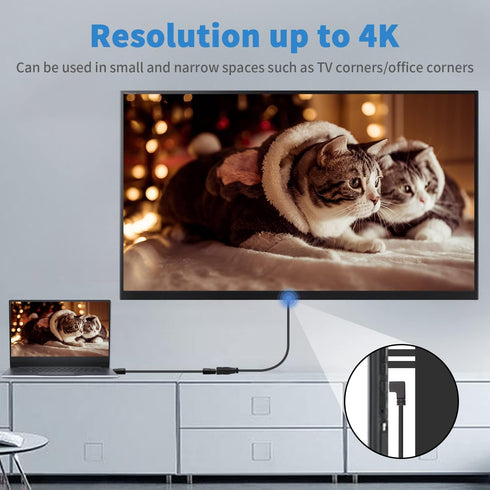 Duttek 12 Inch 4K Mini DisplayPort Cable, Left Angled Male to Female, Supports 4K x 2K Resolution, HBR2 Bandwidth Up to 21.6Gbps, Compatible with ...