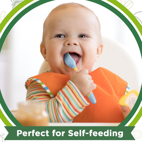 Toddler Utensils Baby Spoons and Forks Set with Case Bendable Self Feeding Training Flatware Silicone Spoon Fork for Kids Babies Children Handle T...