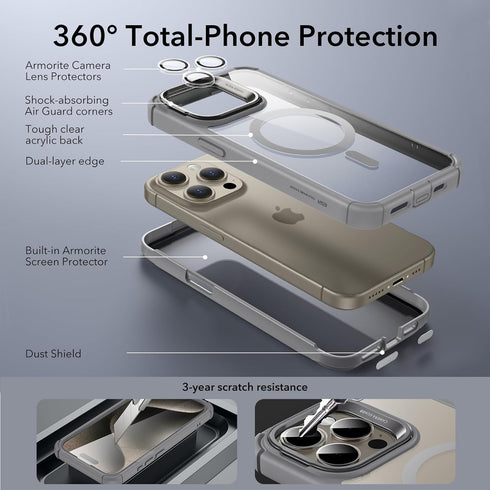 ESR for iPhone 15 Pro Max Case, Full-Body Shockproof MagSafe Case, Military-Grade Protection, Magnetic Phone Case for iPhone 15 Pro Max, 2-Part To...