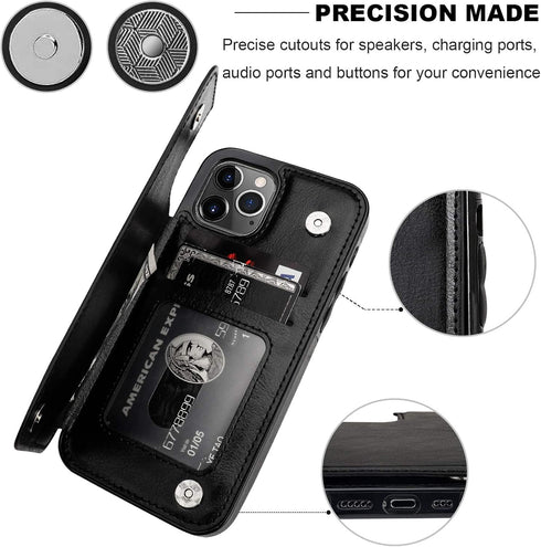 ONETOP Compatible with iPhone 12 Compatible with iPhone 12 Pro Wallet Case with Card Holder, PU Leather Kickstand Card Slots Case, Double Magnetic...
