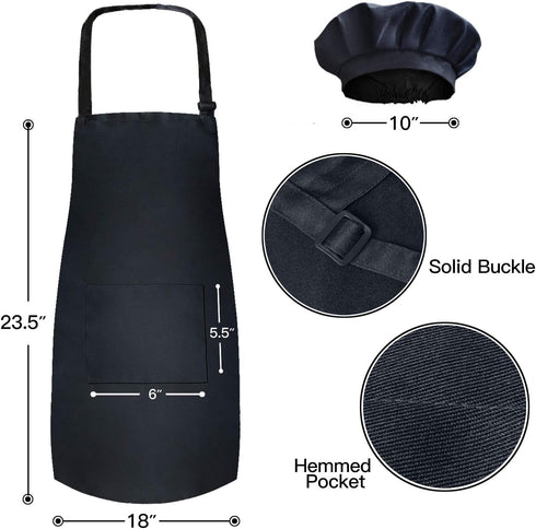 Novelty Place Kid's Apron with Chef Hat Set (3 Set) - Skin-friendly Children’s Bib with Pocket - Cooking, Baking, Painting, Training Wear - Kid's ...