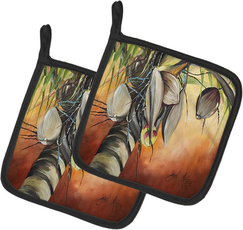 Caroline's Treasures JMK1280PTHD Orange Coconut Tree Pair of Pot Holders Kitchen Heat Resistant Pot Holders Sets Oven Hot Pads for Cooking Baking ...