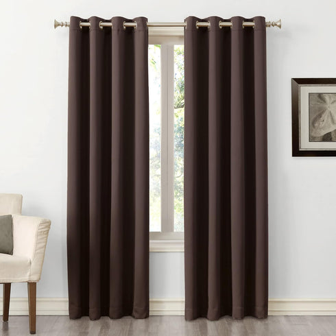 Sun Zero Soho Blackout Energy Efficient Grommet Curtain Single Panel, 54" x 95", Chocolate Brown...