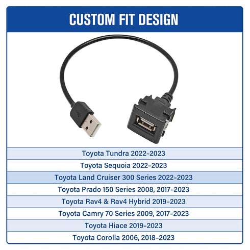 Anina USB Port Car Charger for Toyota, Male to Female USB Power Socket Adapter, Panel Flush Mount Extension Cable for Tundra Land cruiser Prado RA...
