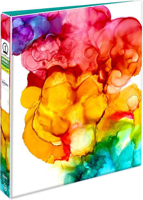 Avery + Amy Tangerine Designer Collection Binder, 1 Inch Round Rings, 175-Sheet Capacity, Rainbow Inkblot (28341)...