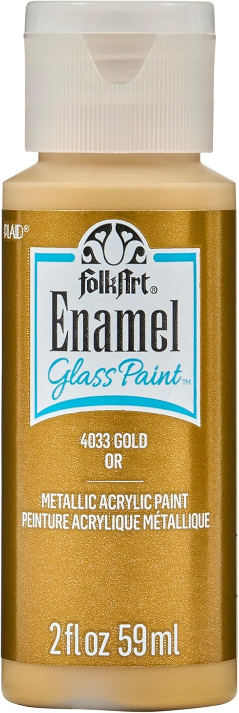 FolkArt Enamel Glitter and Metallic Paint in Assorted Colors (2 oz), 4033, Metallic Gold...