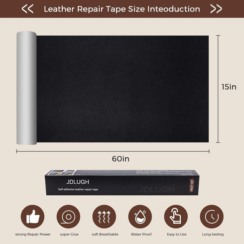 Sofa Leather Repair Patch Tape 15x60 Inch Large Self Adhesive Leather Sofa, Car Seat, Leather Furniture, Vinyl Repair Patch Kit (15x60 Inch, Milky...