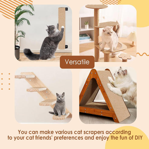 Cat Scratching Mat 23.6" x11.8”(3 Pack), Trimmable Self-Adhesive Cat Scratcher, Replacement Carpet for Cat Tree Shelf Shelves Cat Scratch Post,Scr...
