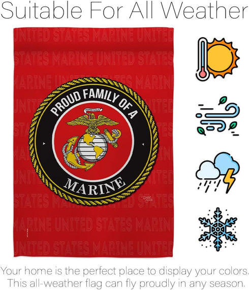 Proud Family Marines Garden Flag - Armed Forces Marine Corps USMC Semper Fi United State American Military Veteran Retire Official - House Banner ...