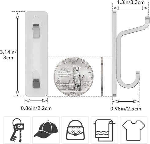 Adhesive Coat Hooks, Extra Sticky 10LB (Max), Waterproof Metal Hook for Hanging Towels, Wreath, Purse, Hat, Cloth, Wall Mounted Hanger for Shower ...