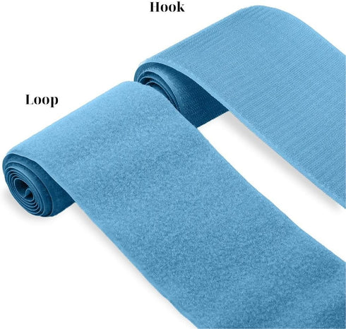 4 Inch Light Blue Sew on Hook and Loop Tape Non-Adhesive 1 Yd Length Light Blue Nylon Hook and Loop Sheets Soft Fabric Fastener Rolls for Bags Clo...