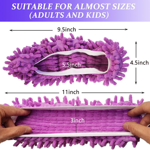 4 Pairs (8 Pieces) Mop Slippers Shoes Cover Dust Duster,Multi Function Reusable Microfiber Dust Mops,Floor Cleaning Shoes for Bathroom,Office,Kitc...