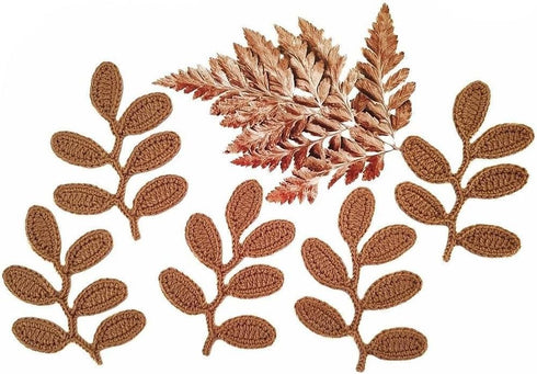 HukDok Handmade Crocheted Leaves Artificial for Decoration Embellishment Scrapbook Craft Card Supplies DIY Flowers Cotton Yarn Applique Flower Lea...