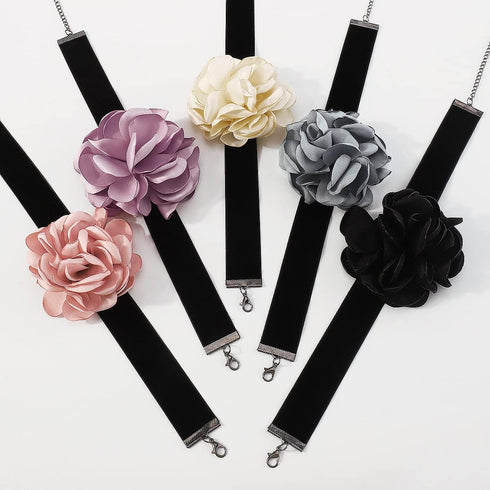 Flower Choker Necklaces for Women Rose Choker Black Velvet Choker Necklace Rosette Camellia Daisy Floral Choker Necklace Black White Flower Choker...
