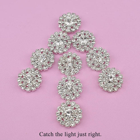 Hahiyo Crystal Rhinestone Flower Buttons Clear Glass 19mm Flatback Bling Reflective Sparkly Big Enough Hole Thread Clean Remove for DIY Jewelry Se...