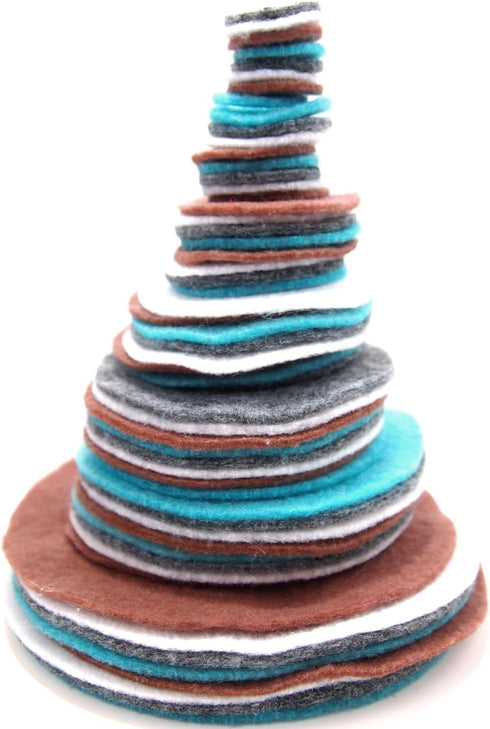 Playfully Ever After Charcoal Gray, Cocoa Brown, Turquoise Blue & White Craft Felt Circles (Mixed Size Pack - 56pc)...