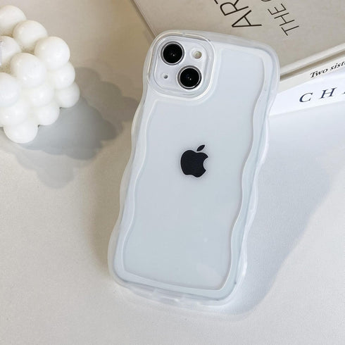 for iPhone 12 Case, Cute Kawaii Curly Wave Frame Shape Soft TPU Silicone Phone Case with iPhone 12, Shockproof Protective Phone Cover for Women Gi...