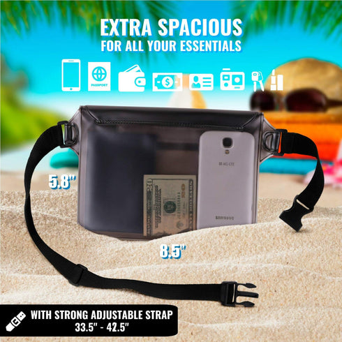 AiRunTech Waterproof Pouch with Waist Strap (2 Pack) | Adjustable Waterproof Dry Fanny Bag for Boating Swimming Kayaking Surfing | Beach Cruise Tr...