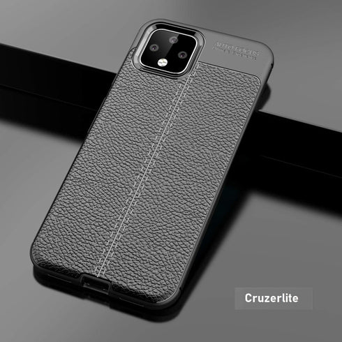 Case Compatible with Google Pixel 4 Case, Leather Texture Design Cover Anti-Scratch Shock Absorption Case for Google Pixel 4 (Black)...